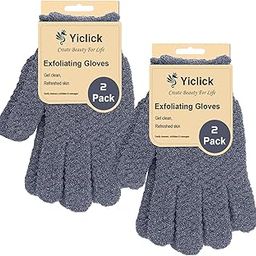 2 Pairs Exfoliating Gloves,Shower Gloves for Women Men,Wash Gloves for Shower,Deep Cleansing Exfoliating Mitt Bath Glove Wash Dead Skin Remover Exfoliating Body Scrubber(Grey)-36