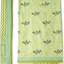 Women Lime Green Cotton Screen Print Unstitched Suit Set_FREE SIZE-picture-35