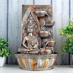 Global Grabbers Polyresin Table Top Indoor Outdoor Water Fall Fountain with LED Lights Home Decor Decoration Gift Gifting Items-A_ORG-B4-image-34