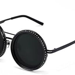 Adjustable Tint Sunglasses,1-9 Gear Adjustable Polarized Sunglasses with ND Filter Lenses,Round Black Lens for Men & Women,UV Protection for Driving,Fishing,and Outdoor Use.-image-2