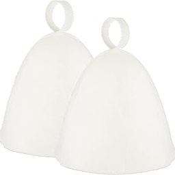 Awleynz 2Pcs Wool Felt Sauna Cap, Unisex Steam Bath Hat Accessories (White-2 Pcs)-picture-20