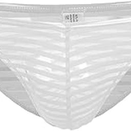 Mens Striped Sheer Mesh Briefs Underwear Stretch Panties 2XL White | Clothing Shoes & Accessories | Mens Clothing | Underwear | 1 Piece Mesh Brief Underwear for Men-image-25
