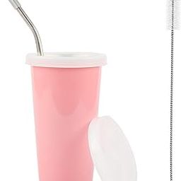 PARABRAHMA Stainless Steel Sipper for Kids with Straw Glass for Kids Milk Tumbler with Straw and Lid Sippy Cup with Gum Protection for Kids (300 ml, 1-4 Years) (STR GLS Brush Pink)-19