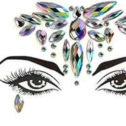 3D Face Gems Acrylic Crystal Stickers Rave Eyes Decoration Rhinestone Diamond Forehead Eyebrows Self-adhesive Sticker for Women, 1 Sheet (#23)-image-29