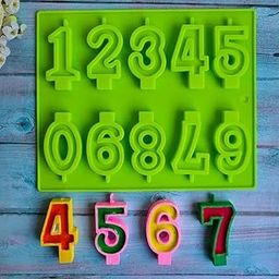 NIRVA Enterprise Birthday Number Candle Silicone Mould Set, 0-9 Numbers Cake Decorating Mould, Baking Tools | Pack of 1-image-48
