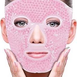 minitul Cold Hot Gel Face Eye Mask - Reduce Puffy Dark Circles Bags Under Eyes Migraines Stress Relief - Heat Ice Therapy Gel Bead Pack Compress - Sinus Pressure Acne Headaches Relaxation,pack of 1,(multi color)-34