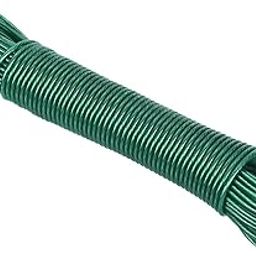 Nibbler Pack of 1 PVC Coated Steel Wire Rope for Drying Clothes/Clothesline, Length 20 Meter with 2 Plastic Hooks (Multi Colour)-picture-1
