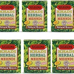 SUGANDHA Khadi Herbal Mehndi Powder 480 Gm Pack of 6 (Natural Brown)-34