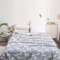 URBAN DREAM Kids Abstract Animals Weave Grey and White Bedspread (Double Bed)-image-28
