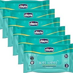 Chicco Soft Cleansing Wet Baby Wipes, Ideal for Nappy, Face and Hand, Dermatologically Tested, Paraben Free, Sticker Pack of 6 (72 Sheets per Pack) 432 pcs-image-4
