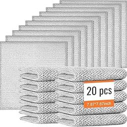 20 Pack Non Scratch Wire Dish Wash Cloth Scrubber for Utensil, Kitchen Multipurpose Wire Dishwashing Rags for Wet and Dry, Easy Rinsing Machine Washable-picture-1