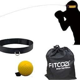 FITCOZI Boxing Reflex Ball Headband Punching Ball Eye Coordination Training Boxing Equipment for Training for Home Gym Boxing Speed Ball (Yellow)-image-57