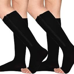2 Pair Zipper Compression Socks for Women Men Open Toe Compression Socks Easy on-image-18