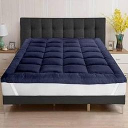 Youboxx 720 GSM Microfibre Waterproof Mattress Padding Topper | Comfortable Ultra Soft & Breathable Mattresses Cover | Quilted King Size Bed Topper| Navy Blue, 78x72 Inch-image-27