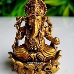 BIGIRAAYA Brass Ganesha on Kamal Idol | 100% Pure Brass | Handcrafted Aligarh Wax Statue | Lightweight Ganpati Murti for Pooja, Decor & Gifting (6x4x4 cm)-image-55