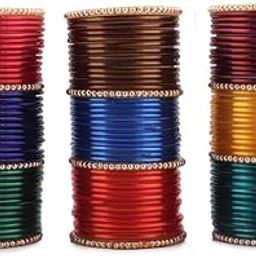 Women’s Glass Bangles Set, Multicolour, Plain Finish, Lightweight & Easy to Wear-image-8