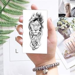 Temporary Tattoowala Lion Temporary Black Tattoo Stickers For Girls, Men, Women Fake Tattoo Waterproof body Art-image-1