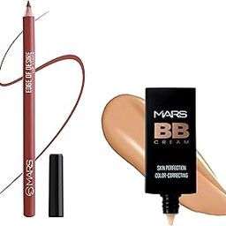 MARS BB Cream Lightweight Foundation | Blendable BB Cream for Women(30 ml) (Tan) Matte Lip Liner | One Swipe Smooth Application | Long Lasting Lip Pencil (1.4gm) (20-CHILL RED)-2