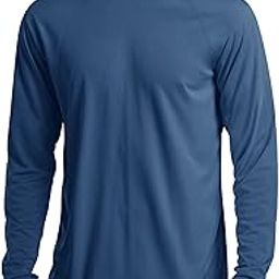 Hiking Shirts for Men Long Sleeve Running Shirts Men Quick Dry Shirts for Men Baselayer Shirt Men Performance Tshirt Rash Guard for Men Blue Grey-image-28