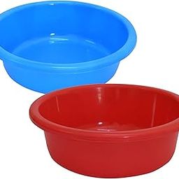 Kuber Industries Multiuses Unbreakable Plastic Knead Dough Basket/Basin Bowl For Home & Kitchen 6 Ltr- Pack of 2 (Blue & Red)-image-0