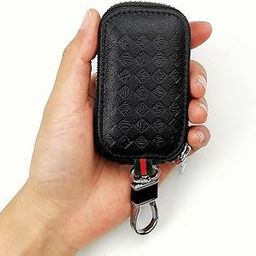 Unisex Mens Womens Premium Quilted Pattern Leather Car Key Holder Bag Keychain Case Wallet with Zipper Closure-image-89