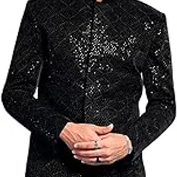 vastramay Men's - Jodhpuri - Velvet Sequined Embroidered Jodhpuri-picture-5