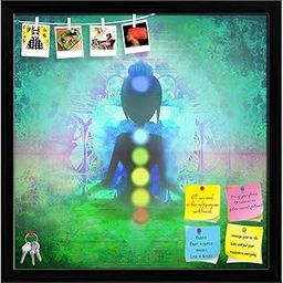ArtzFolio Yoga Lotus Pose D9 | Bulletin Board Notice Pin Board | Vision Soft Board Combo with Thumb Push Pins & Sticky Notes | Black Frame | 12 x 12 inch (30 x 30 cms)-image-70