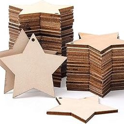GSTORE 5cm X 5cm -Star Wooden Pine MDF Cut Outs Unfinished Tags for Key Chain, Slices Crafts, Xmas Holiday Hanging Decorations, Painting Wood Craft, MDF Plains, and Resin Art Work [50pcs]-12
