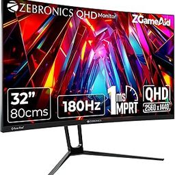 ZEBRONICS N32A 32"(80 cm) 1500R Curved Gaming Monitor, QHD 2560x1440, Antiglare, 300Nits, 180Hz, 1ms MPRT, HDR10, 99% sRGB | 92% DCI-P3, Adaptive Sync, 2 x DP | 2 x HDMI | 1 x 3.5mm-image-38