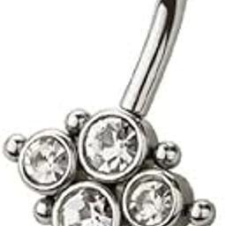 Solid Titanium Belly Button Rings Piercing, Implant Grade Titanium Navel Rings,Low Gloss Polished Silver Color Bar Smooth Surface,Crystal CZ,14G-image-11