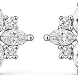 925 Pure Silver Earrings for Women | Rhodium Plated Silver Earrings | Authenticity Certificate & 925 Hallmark Floral Star Stud Earrings | Gift for Women-image-3