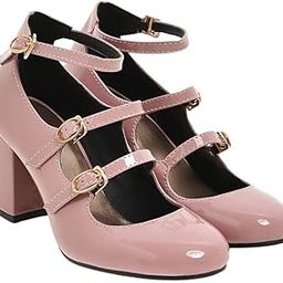Square Toe Buckle Strap Shoes For Women’s Thick Heel Leather Single Shoes-image-19