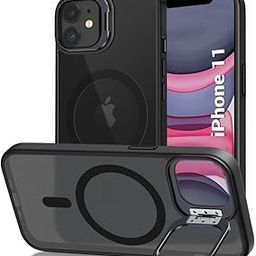 TheGiftKart Hybrid Back Cover Case for iPhone 11 Compatible with MagSafe | Built-in Stand | Shockproof Hard Case Cover for iPhone 11 (PC & TPU, Frosted Matte Back, Black Sides)-image-20