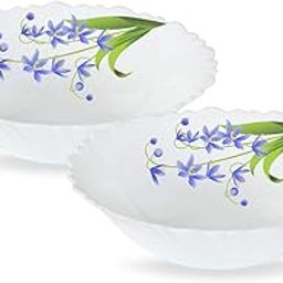 Larah by Borosil Lavender Opalware 2 pc Multipurpose Bowl Set | 500 ml Each | Microwave & Dishwasher Safe, Bone-Ash Free | Crockery Set Ideal for Daily Use & Gifting, White-21