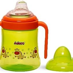 Adore Zippy Soft Spout Sipper Cup |Soft Trainer with Bite-Resistant Spout with Non-Slip Handles 240ml (Green)-18