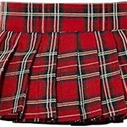 Women Skirt red Check Classic Red Tartan Plaid Pleated Mini Skirt, School Uniform Style-image-81