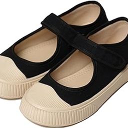 Jiro Women's Mary Jane Canvas Flats | Slip-On Round-Toe Shoes with Adjustable Strap | Comfortable & Lightweight | Formal & Casual Wear-image-3