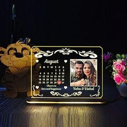 TERA MERA GIFT Personalized transparent acrylic LED Anniversary Photo Frame Illuminated Display Stand A perfect romantic gift for couples anniversaries weddings or Valentines Day (style 3, 8X11 IN')-picture-10