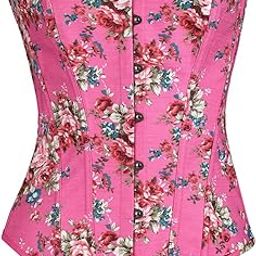 Vivid Small Flowers Denim Corset Women Lingerie Intimates Bustiers and Corsets Hot S Green Pink Printed Corsets-picture-14