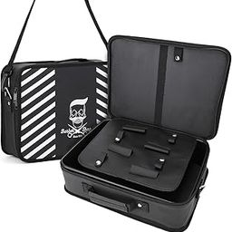 Barber Tool Case With Shoulder Strap, Large 10.8 x 14.6 x 4.3 in Styling Travel Bag, Professional Salon Cutting Grooming Kit Storage Organizer for Hair Dryer, Clippers, Scissors-image-35