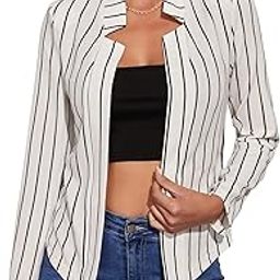 Women's Elegant Open Front Notched Neck Blazer Work Outerwear Jacket-38