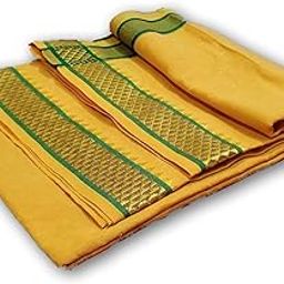 Men's Yellow Cotton Handloom Lungi Mundu with Colour Border 2m Pack of 1-10