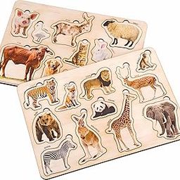 SPARTAN KIDS Wooden Farm Animals & Wild Animals Puzzle (Set of 2) Educational Montessori 3D Puzzle for Kids Ages 3+, Colorful Early Learning Toy for Toddlers, Boys & Girls-image-20