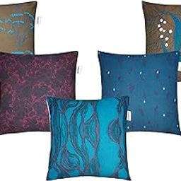 Amazon Brand - Solimo Chabelle Polyester Printed Cushion Covers, Set of 5, 16 x 16 Inch-image-48