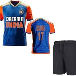India Tshirt T20 Rishabh Jersey with Black Shorts (Men,Kids,Boys)-image-2