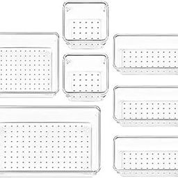 INKULTURE Drawer Organizer Stationery Storage Bins With Various Size For Kitchen, Office, Bathroom, Vanity Makeup Organiser | Set Of 07 Pcs | Clear | Glass, Transparent-27
