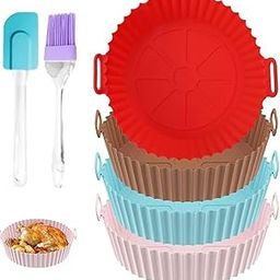 Air Fryer Liners Set 4Pcs – Silicone Baskets & Pots with Oil Brush & Spatula, Reusable, Non-Stick, Heat-Resistant Accessories (Multicolor)-image-88