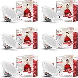 Murphy Polycarbonate Comet 7W Led Down Light, Nautral White Light, Round, Pack Of 6, Recessed Ceiling Led Light, Suited For 3 Inch Junction Box (2 Years Warranty)-6