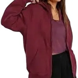 paklon Women's Full Sleeve Zip-Through Hoodie | Jacket for Women | Breathable, Solid Color Hooded Jacket with Front Zipper Closure-picture-43