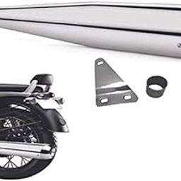 SupremeChoice Bike Bullet Silencer Exhaust A1 Quality Megaphone Chrome Silencer with Glasswool Chrome Bike Exhaust With Zed Clemp & Bush for Royal Enfield Bullet Thunder Bird 500-picture-25